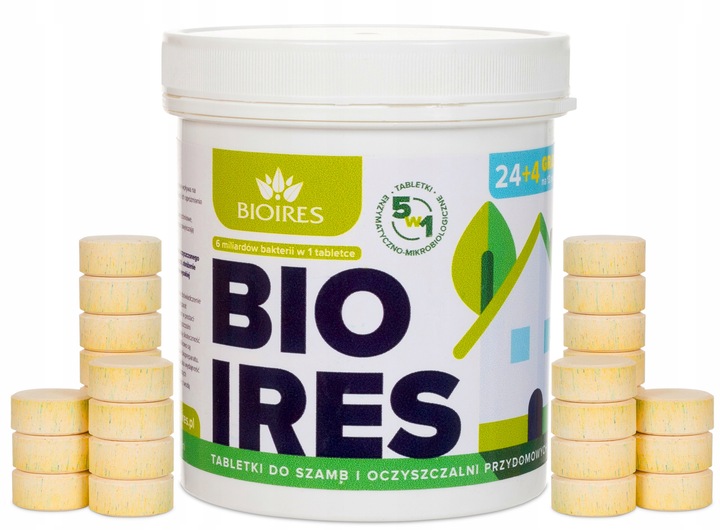 TABLETKI BAKTERIE DO SZAMBA OCZYSZCZALNI BIOIRES 5W1 NA ROK ROZRUCH GRATIS