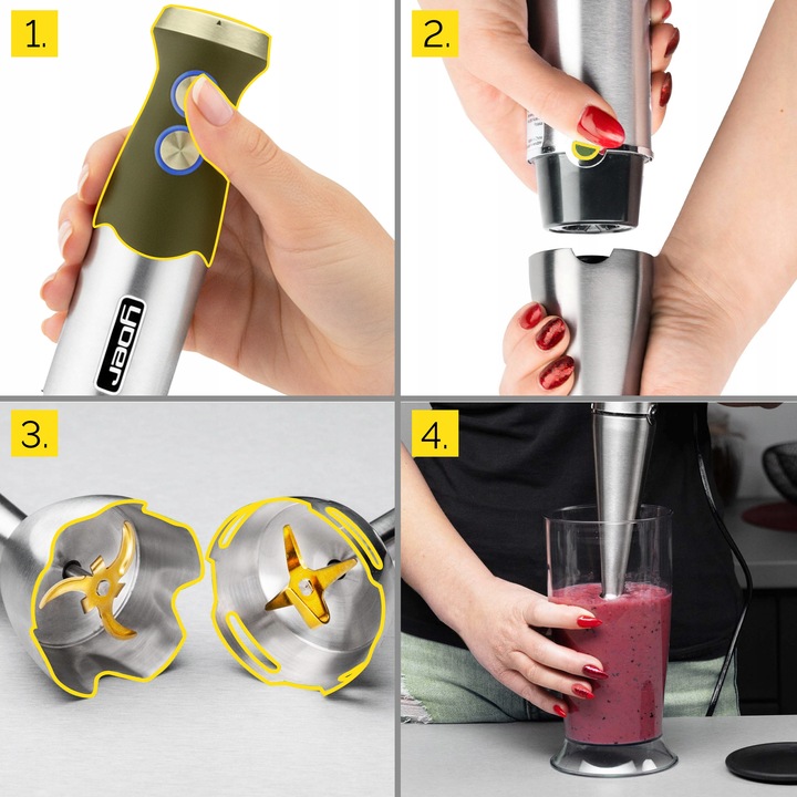 Blender ręczny wielofunkcyjny 8w1 Yoer +Tytanowe ostrza 1500W +14