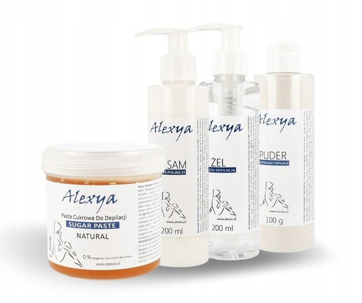 ALEXYA PASTA CUKROWA NATURAL, BALSAM, PUDER, ŻEL
