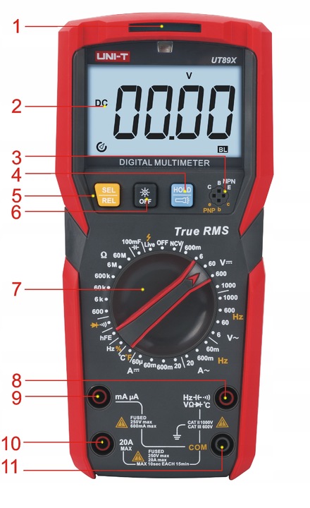 Miernik multimetr UT89XD PRĄDU 20A NAPIĘCIA AC DC do 1000V NCV