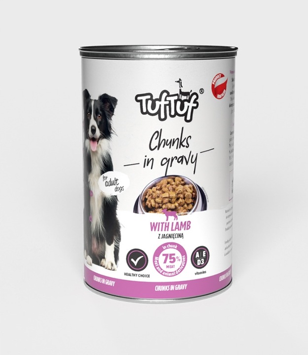 MOKRA KARMA DLA PSA 75% MIĘSA MIX 24x415g. 9,96 kg KAWAŁKI TUF TUF