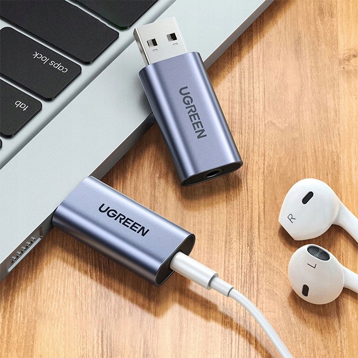 Adapter USB do komputera, przejściówka audio do mini jack 3,5 mm, Ugreen