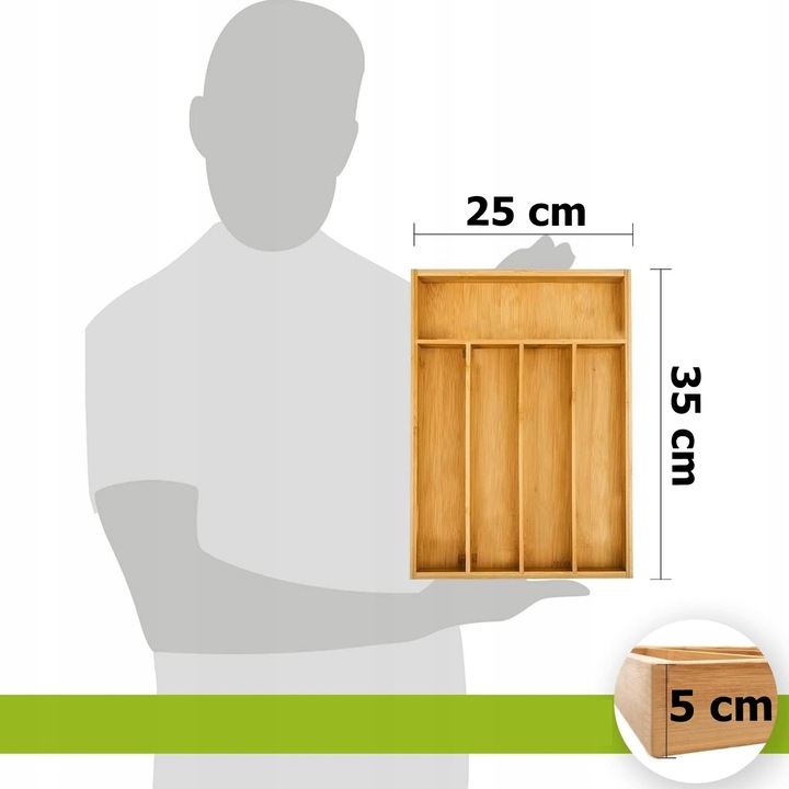 WKŁAD DO SZUFLADY NA SZTUĆCE POJEMNIK ORGANIZER DREWNIANY BAMBUSOWY