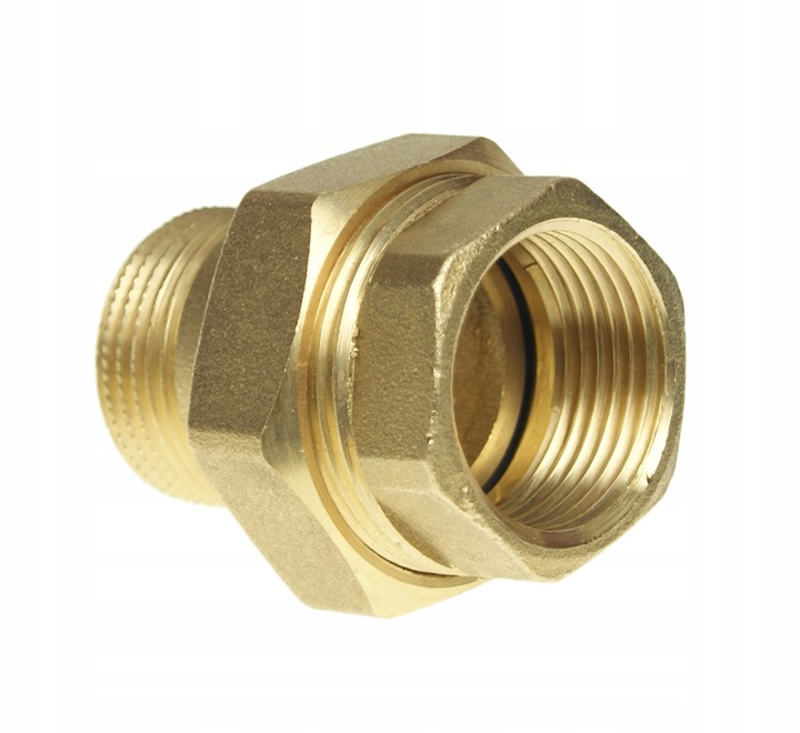 Śrubunek mosiężny 1 " cal prosty z oringiem uszczelką mocny złączka prosta