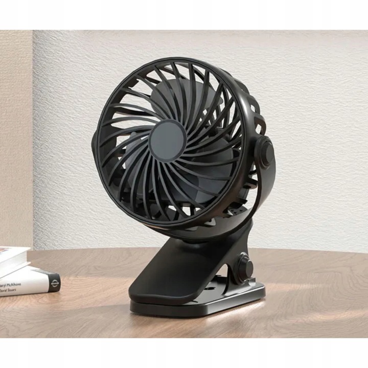 WENTYLATOR BIURKOWY WIATRAK PRZENOŚNY USB KLIPS AKUMULATOR 2400mAh 4