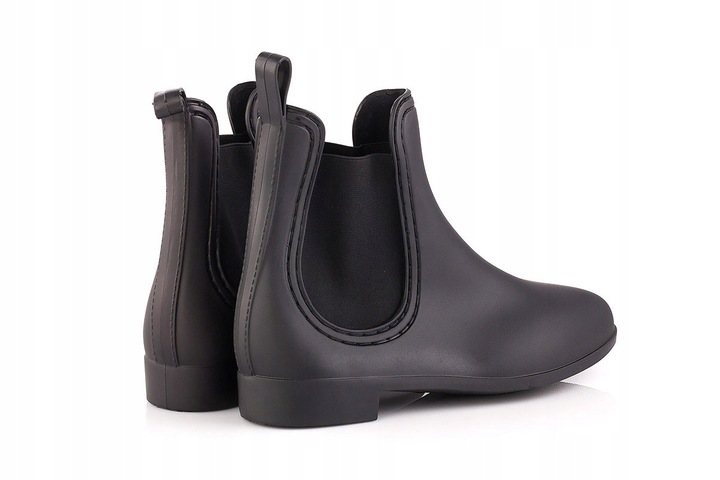 Kalosze damskie krótkie czarne matowe z gumką sztyblety meliski