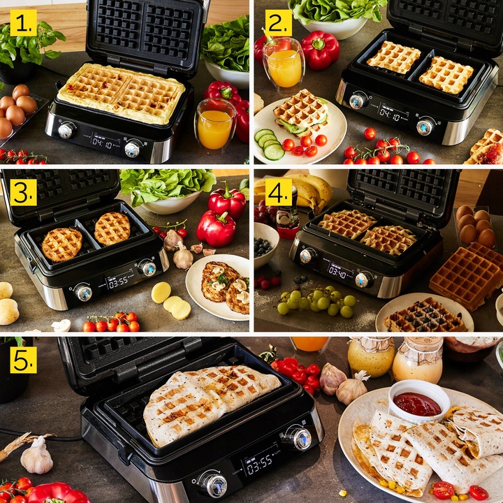 Gofrownica Yoer 2 duże gofry +5 automatycznych prog. + Regulacja