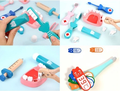 DUŻY DREWNIANY ZESTAW LEKARSKI DOKTOR LEKARZ