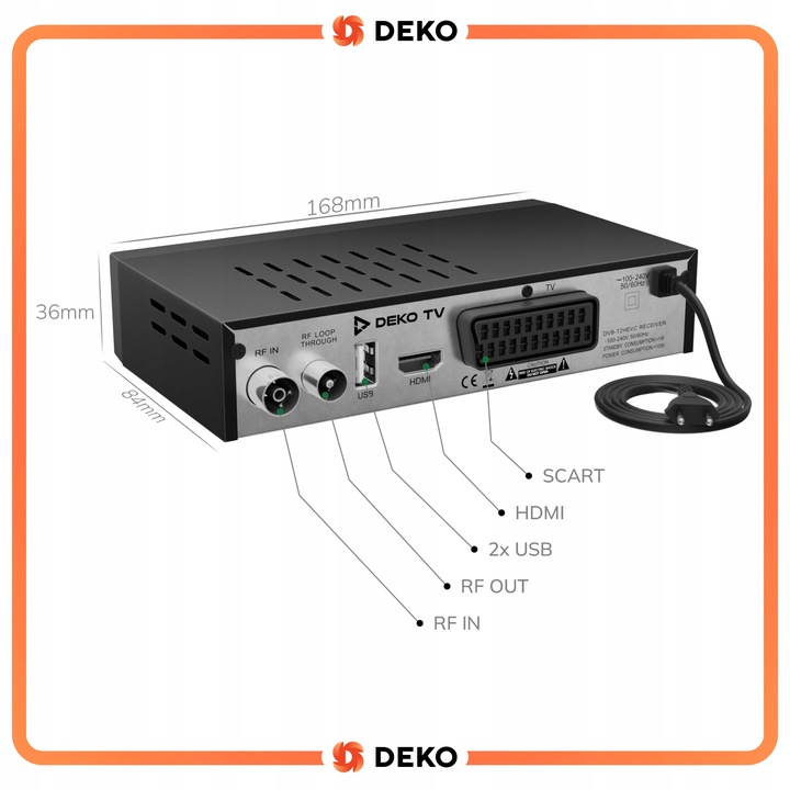 Tuner Dekoder TV Naziemnej DVBT2 DVBT 2 DVB T2 HEVC DEKO PRO2 + Antena