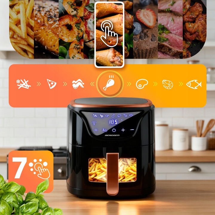 FRYTKOWNICA BEZTŁUSZCZOWA AIR FRYER FRYTOWNICA 5L GRATIS BERDSEN 1500W