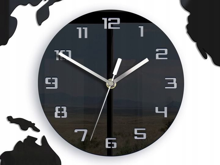 Duży zegar ścienny Mapa 80x40 Nowoczesny 3d Cichy