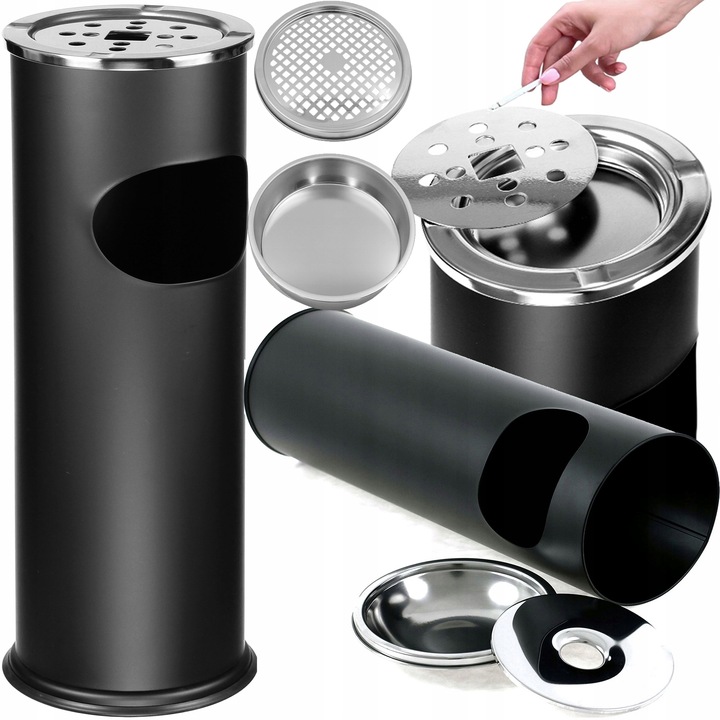 POPIELNICZKA ZEWNĘTRZNA STOJĄCA KOSZ NA ŚMIECI 12 L ŚMIETNIK POPIELNICA 2w1