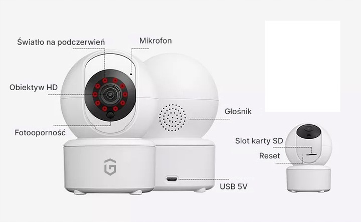 KAMERA WEWNĘTRZNA IP WiFi OBROTOWA 4 MPX 4 MP 2K ZOOM DO DZIECKA PSA KOTA