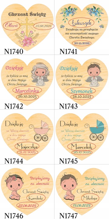 Podziękowania dla gości KOMUNIA na CHRZEST I ROCZEK URODZINY magnes 10