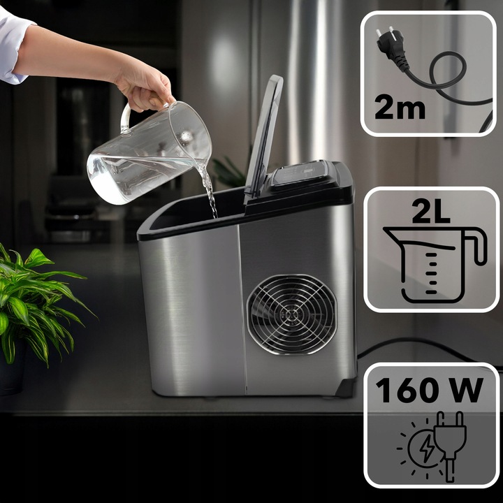 Kostkarka do lodu EBERG domowa maszyna do kostek 12kg 160W ekspresowy