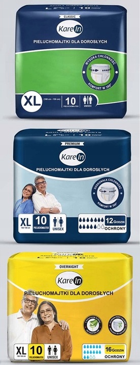 PIELUCHOMAJTKI PAMPERSY DLA DOROSŁYCH KAREIN CLASSIC XL 30 SZTUK