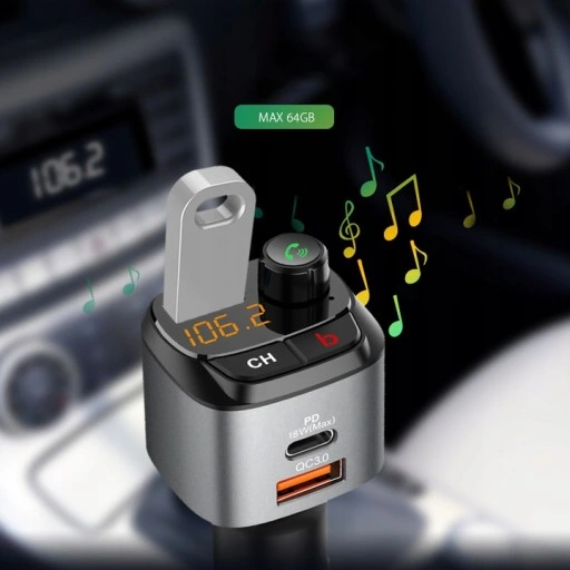 FEEGAR Transmiter FM Zestaw głośnomówiący BT QC3.0