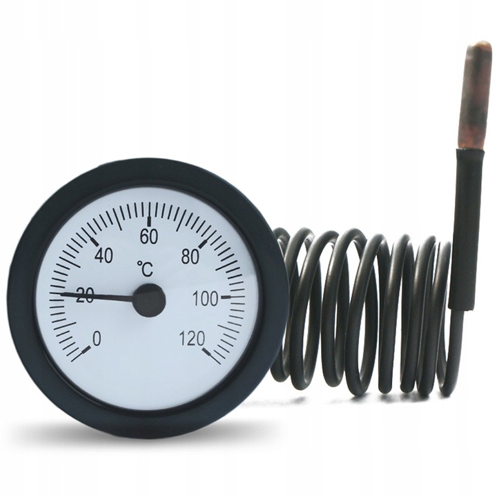 TERMOMETR TARCZOWY Z SONDĄ do pieca kotła 0-120C