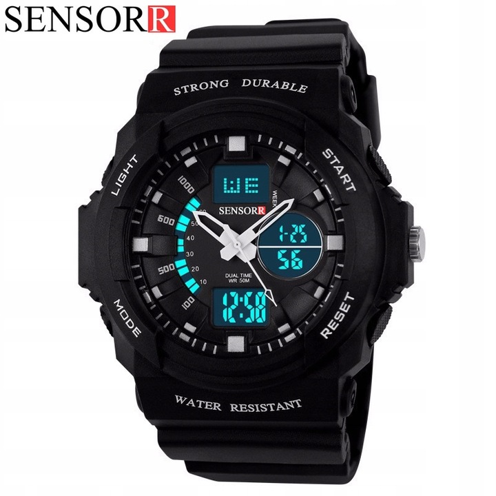 WOJSKOWY ZEGAREK DZIECIĘCY DLA CHŁOPCA S-SHOCK LED NOWY MODEL 2025 SENSORR