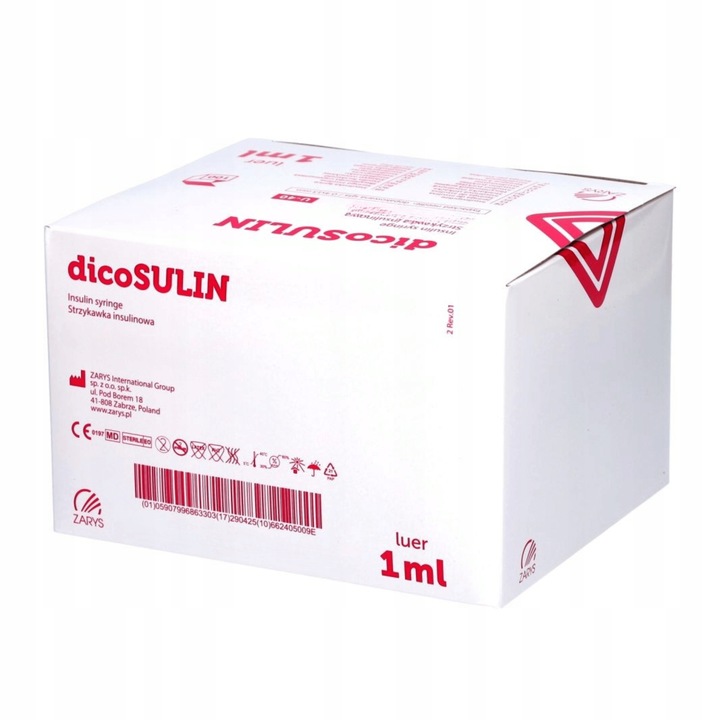 STRZYKAWKI INSULINOWE z igłą 1ml strzykawka U40 0,4mmx13mm 100szt Zarys