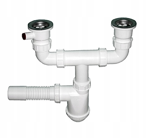 Syfon zlewozmywakowy dwukomorowy do zlewu METALOWE SITKO