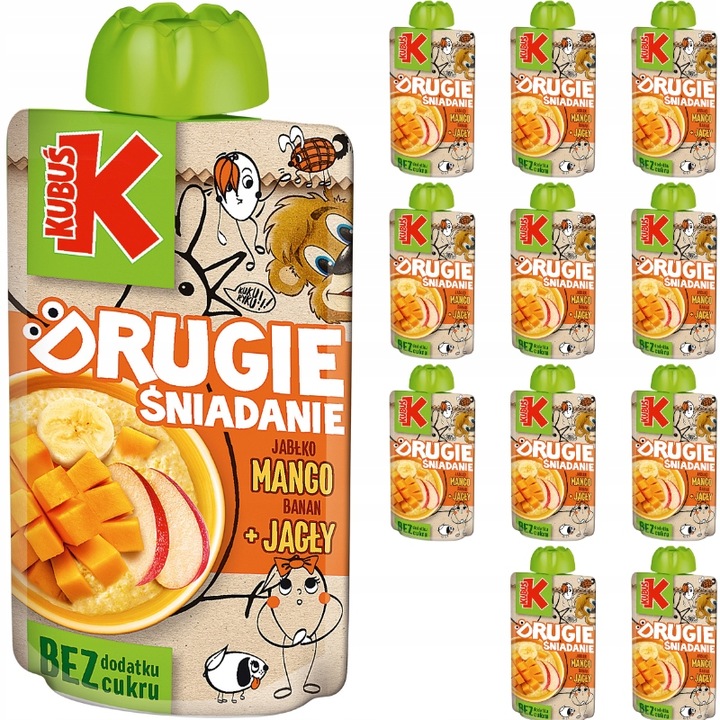 KUBUŚ Mus Drugie Śniadanie Mango Banan Kasza Jaglana 12x 100g