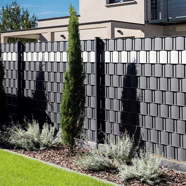 Taśma ogrodzeniowa na płot ogrodzenie wąska 4,75cm x35m antracyt UV +klipsy