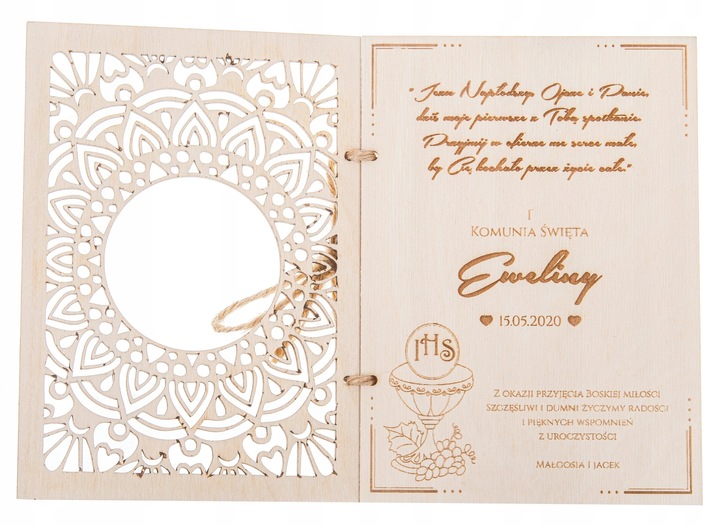 RUSTYKALNA kartka na KOMUNIE prezent GRAWER imię!!