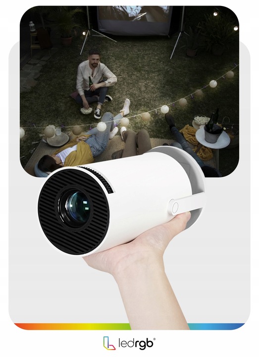 PROJEKTOR RZUTNIK ANDROID TV 4K WIFI FULL HD PRZENOŚNY SMART GŁOŚNIK