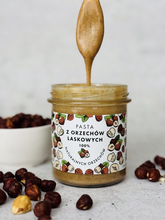 Pasta z orzechów laskowych 300 g - 100% orzechów, Bez Dodatków,