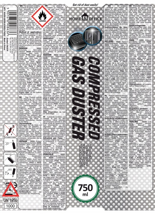 3x AABCOOLING SPRĘŻONE-POWIETRZE 750ml RURKA-15cm