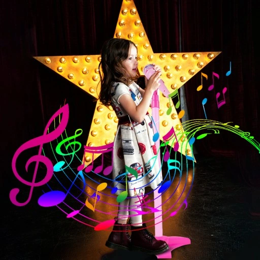 GITARA ELEKTRYCZNA ROCKOWA Z MIKROFONEM NA STATYWIE KARAOKE DLA DZIECI