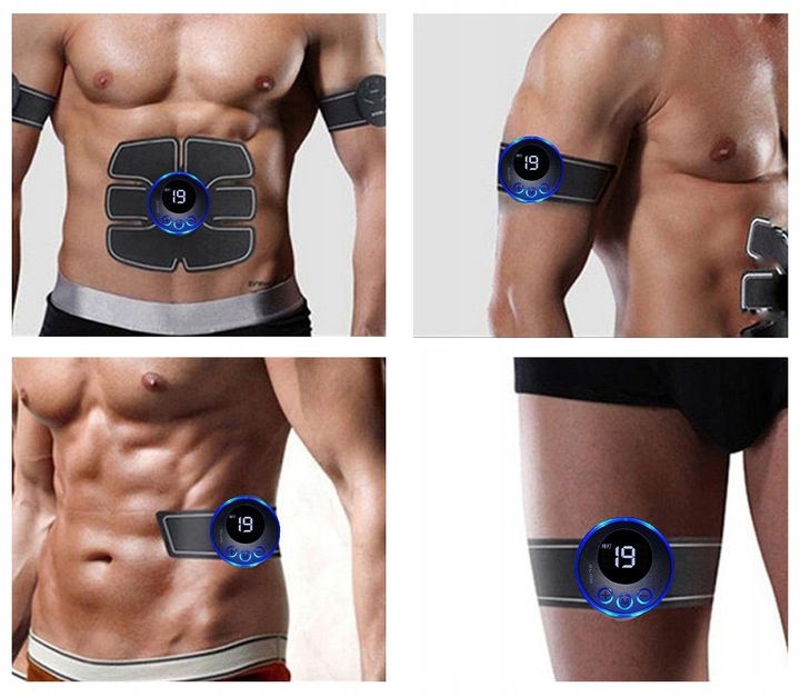 ELEKTROSTYMULATOR EMS MIĘŚNI BRZUCHA PLECÓW RAMION POŚLADKÓW MASAŻER NÓG 3X