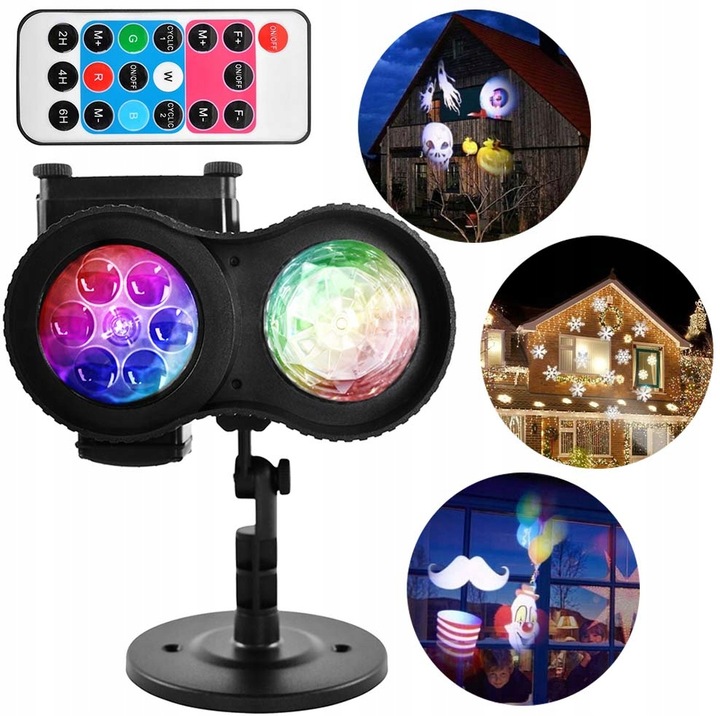 PROJEKTOR LASEROWY ŚWIĄTECZNY NA DOM 12 MOTYWÓW