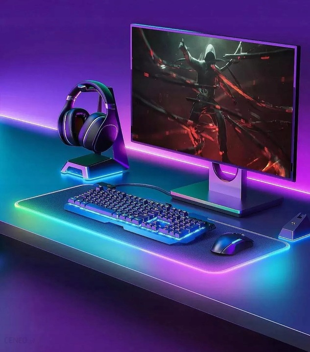 MOZOS DUŻA PODŚWIETLANA PODKŁADKA 80X30CM DLA GRACZY GAMINGOWA LED RGB