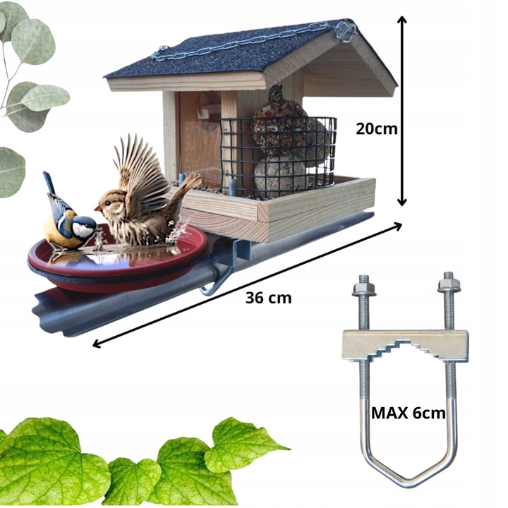 Karmnik dla ptaków na balkon Impregnowany SOLIDNY Poidło - Producent