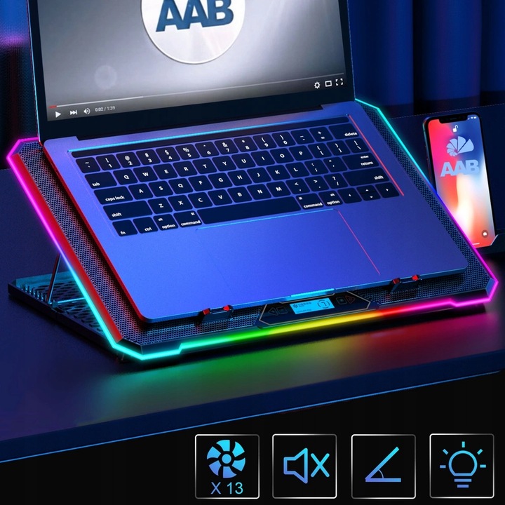 AAB QUANTUM CICHA PODSTAWKA PODKŁADKA CHŁODZĄCA DO LAPTOPA NOTEBOOK 10-17,3