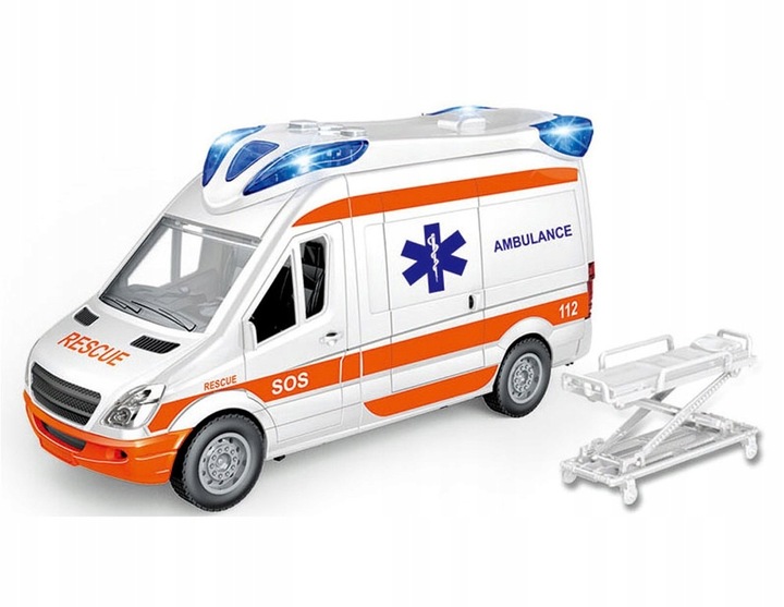AUTO KARETKA POGOTOWIA AMBULANS ŚWIATŁO NOSZE OTWIERANE DRZWI GUMOWE KOŁA