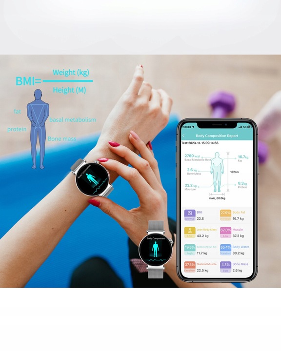 SMARTWATCH ZEGAREK DAMSKI POMIAR CUKRU GLUKOZA EKG HRV CIŚNIENIE MENU PL