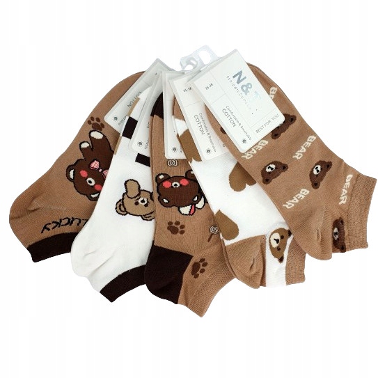 5x SKARPETY STOPKI DAMSKIE KOLOROWE BAWEŁNIANE STYLOWE WZORY JAKOŚĆ PREMIUM