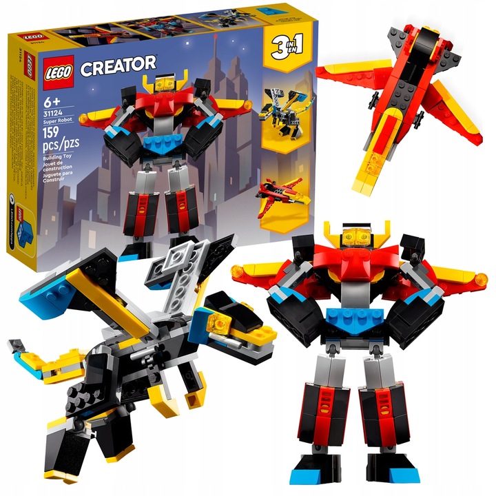 LEGO 3 w 1 - Super Robot, Samolot lub Smok (31124)