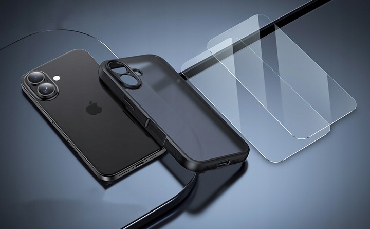 Etui do iPHONE 16 + 2x SZKŁO WZMACNIANE do MagSafe PREMIUM CASE MATOWE 360°