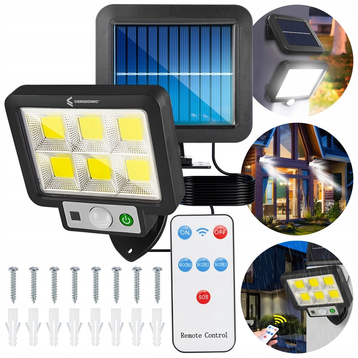 LAMPA SOLARNA LED DO OGRODU GARAŻU Z CZUJNIKIEM ZMIERZCHU RUCHU +