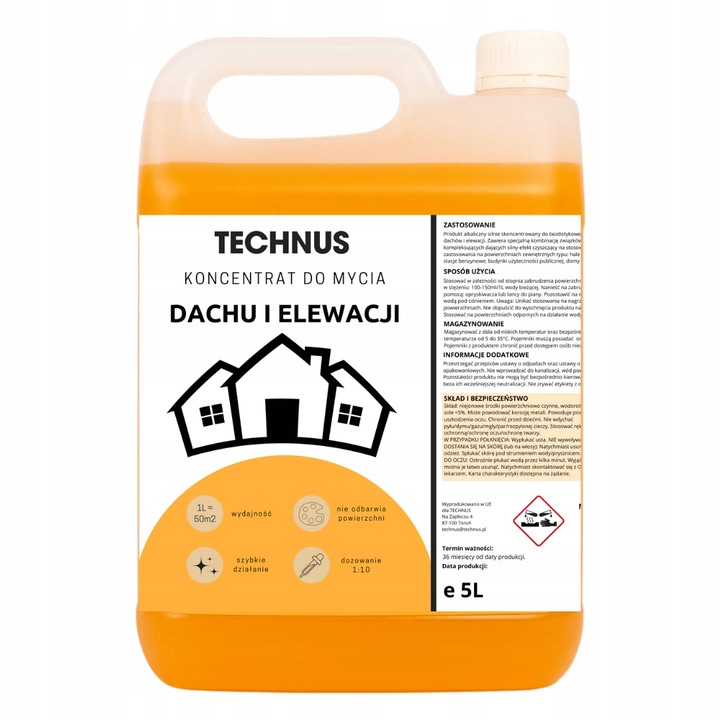 Płyn do mycia czyszczenia dachów i elewacji fasad 5L