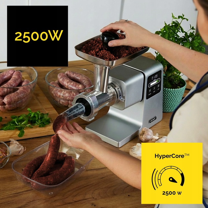 Maszynka do mięsa 7w1 Metalowa 4kg/min Yoer 2500W +Szatkownica+37