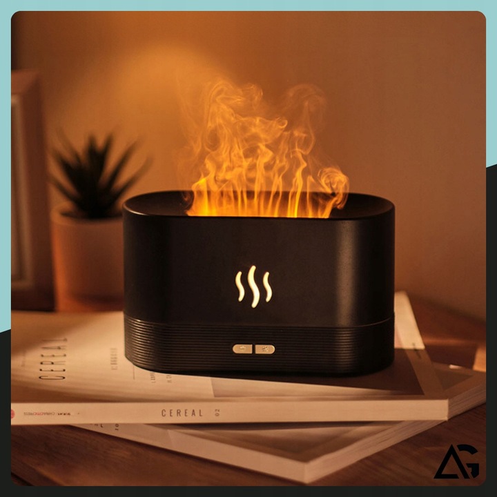 NAWILŻACZ POWIETRZA DYFUZOR LAMPKA NOCNA LED EFEKT PŁOMIENIA KOMINEK