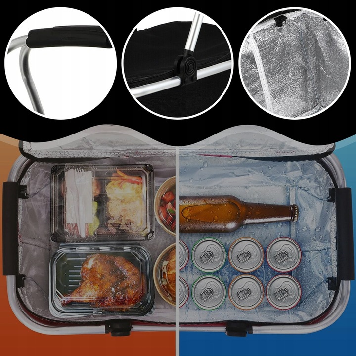 KOSZ PIKNIKOWY SKŁADANY KOSZYK TERMICZNY NA ZAKUPY PIKNIK RÓŻNE WZORY