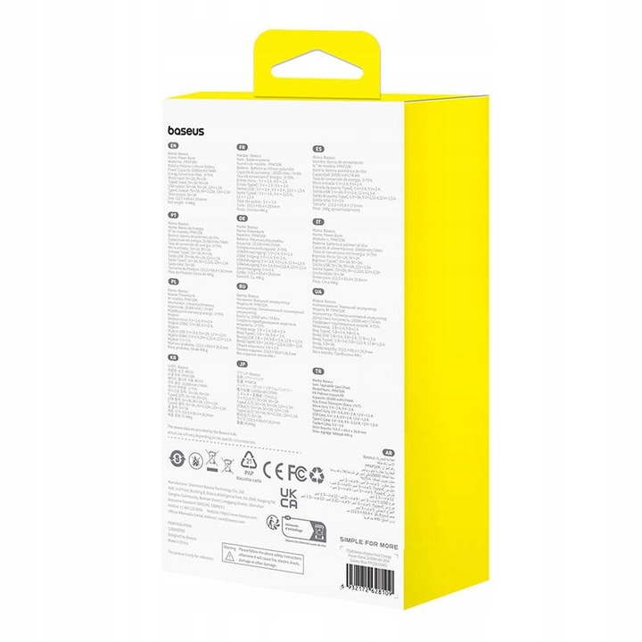 Baseus Powerbank Z Szybkim Ładowaniem 20000mAh 20W USB-C USB-A Z Kablem