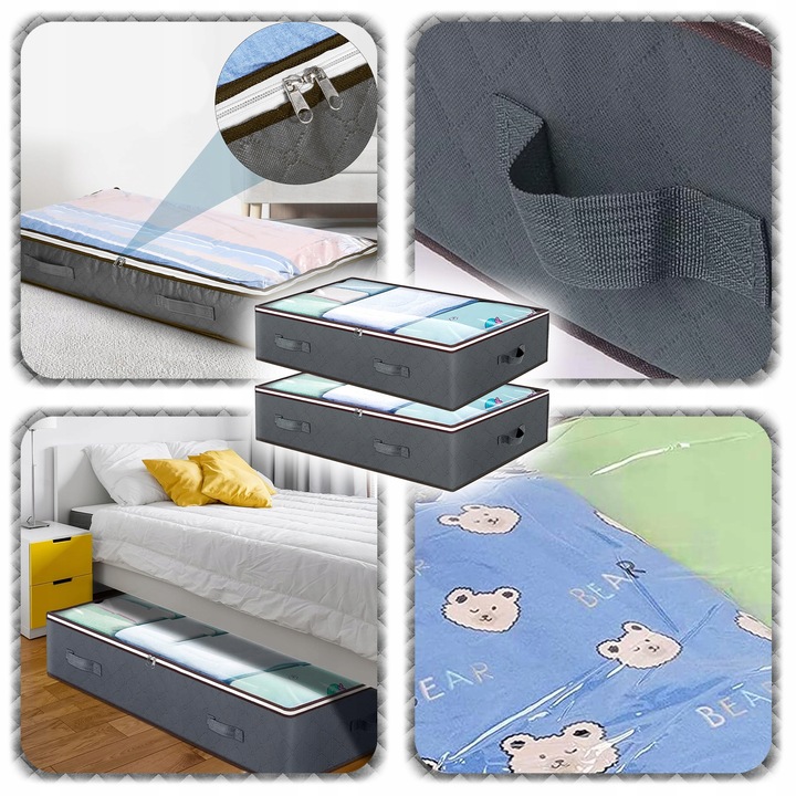 2x ORGANIZER NA POŚCIEL KOŁDRĘ Pojemnik Pokrowiec Ubrania pod Łóżko