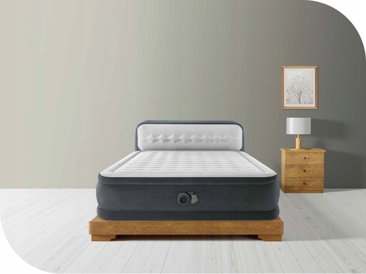 Materac Dmuchany Dwuosobowy Łóżko Pompka 230V Intex + Poduszka MODEL 2024